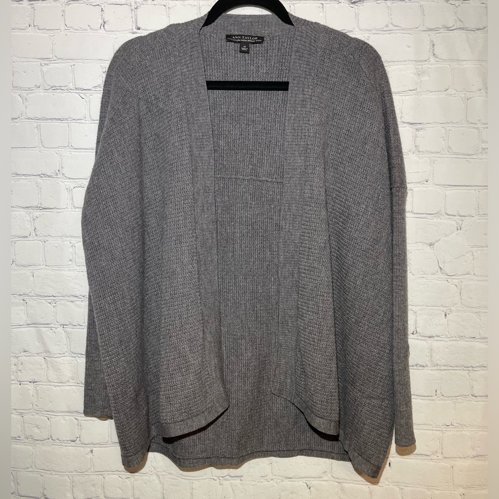 Ann Taylor size medium gray merino wool cardigan